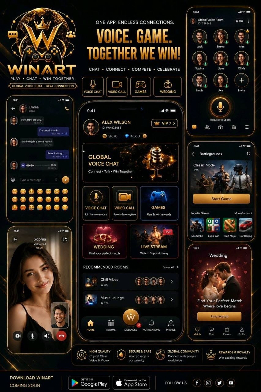 Winart voice, video, gaming and social app experience